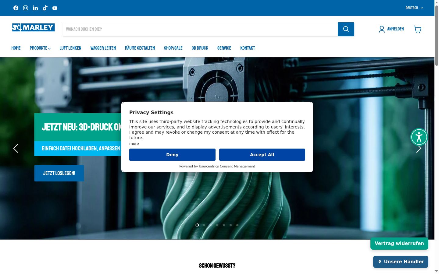 Screenshot del banner di consenso mostrato prima di qualsiasi interazione