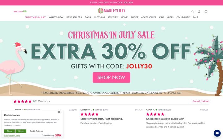 Screenshot of marleylilly.com