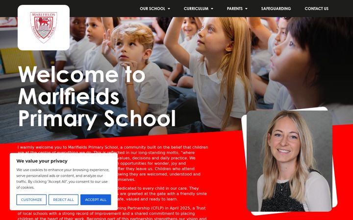 Screenshot of marlfieldsprimary.co.uk