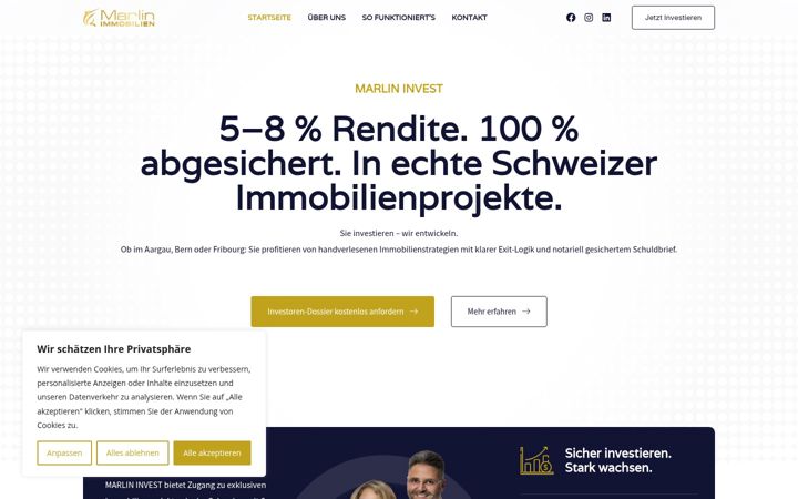 Screenshot of marlin-invest.ch