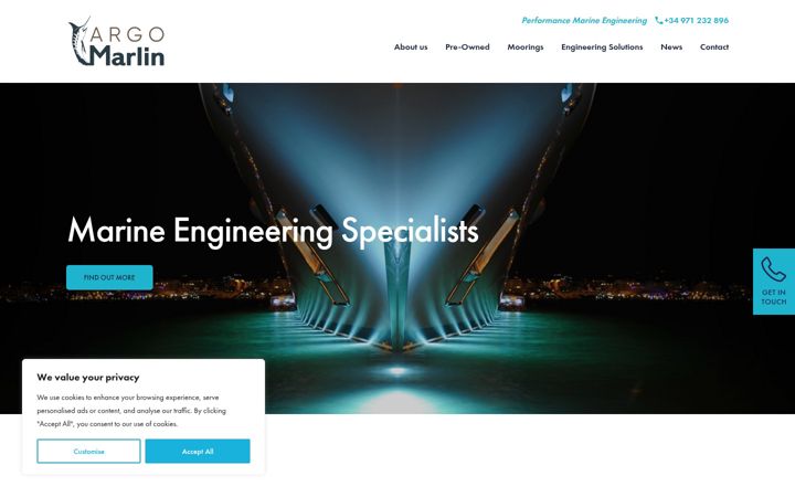 Screenshot of marlinmarineservices.com