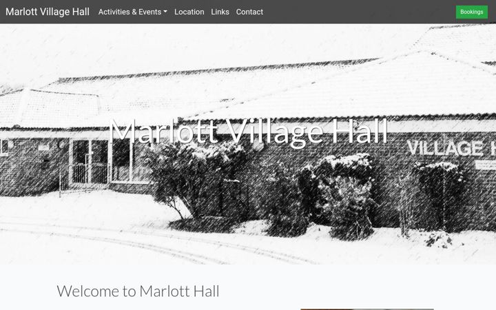 Screenshot of marlottvillagehall.co.uk