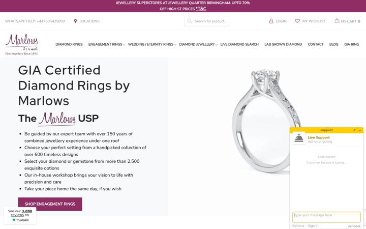 Screenshot of marlows-diamonds.co.uk