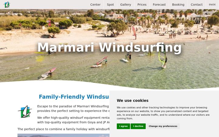 Screenshot of marmari-windsurfing.com