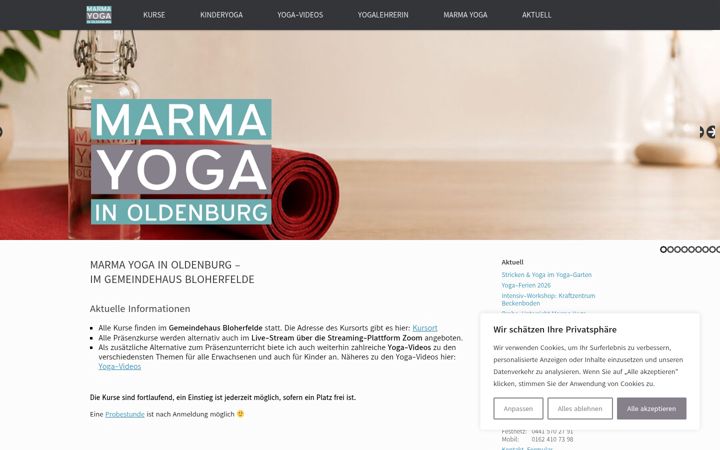 Screenshot of marmayoga.net