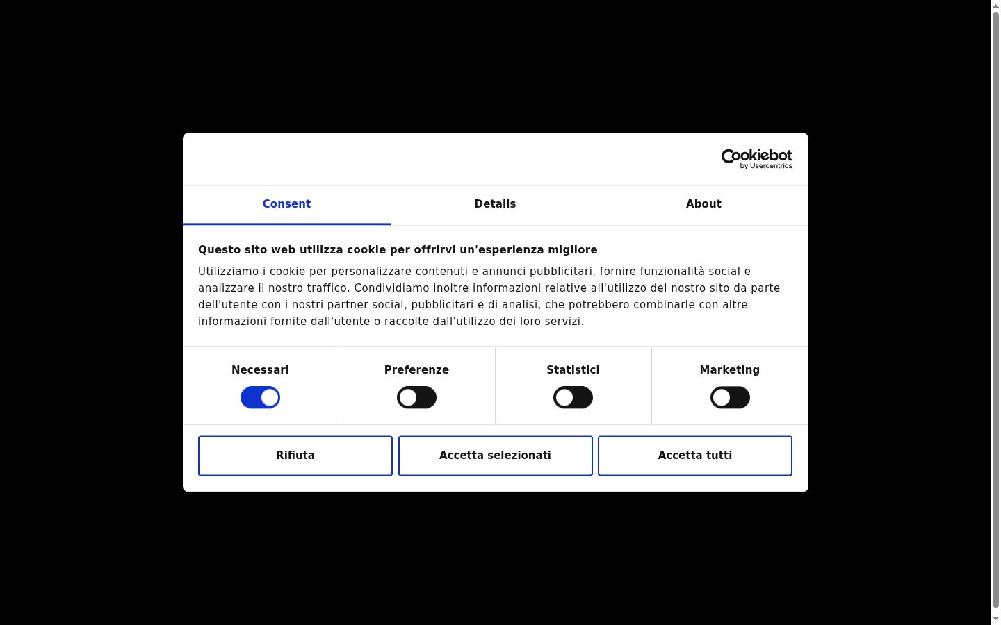 Snimka zaslona bannera za privolu prikazanog prije bilo kakve interakcije