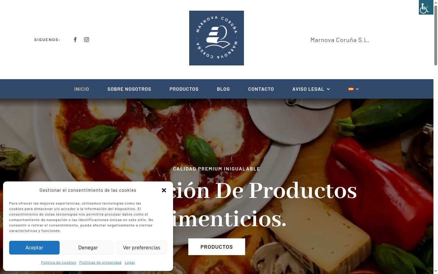 Captura de ecrã do banner de consentimento apresentado antes de qualquer interação
