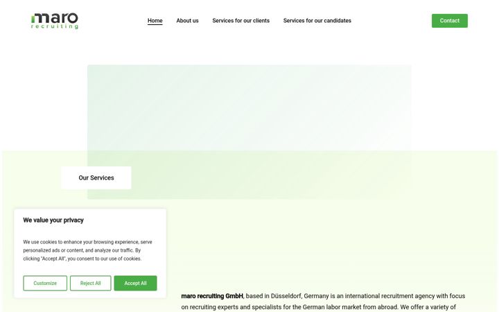 Screenshot of maro-recruiting.com