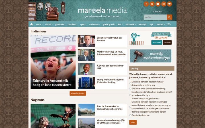 Screenshot of maroelamedia.co.za