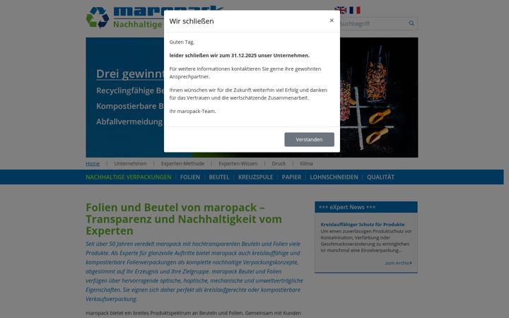 Screenshot of maropack.de