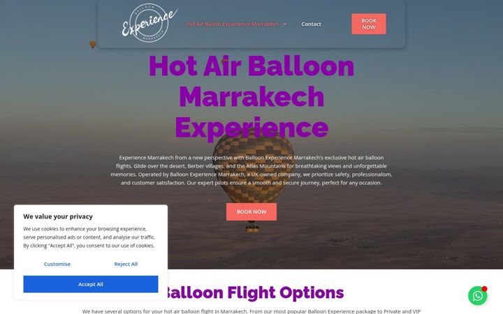 Screenshot of marrakeshballoon.com