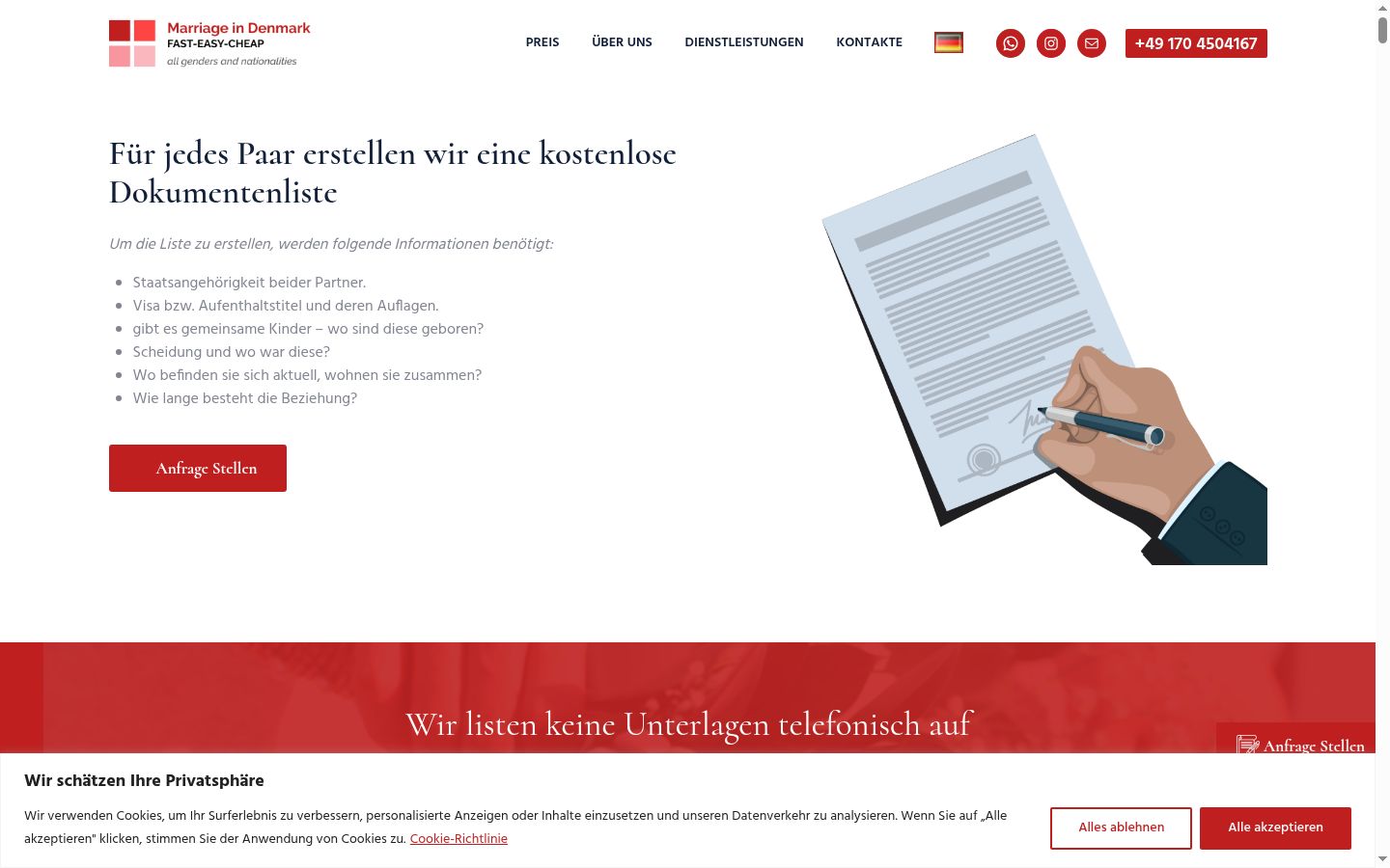 Screenshot del banner di consenso mostrato prima di qualsiasi interazione