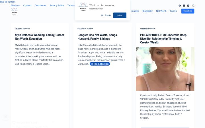 Screenshot of marriedcelebrity.com