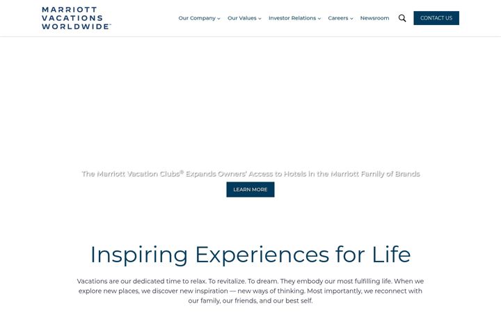 Screenshot of marriottvacationsworldwide.com