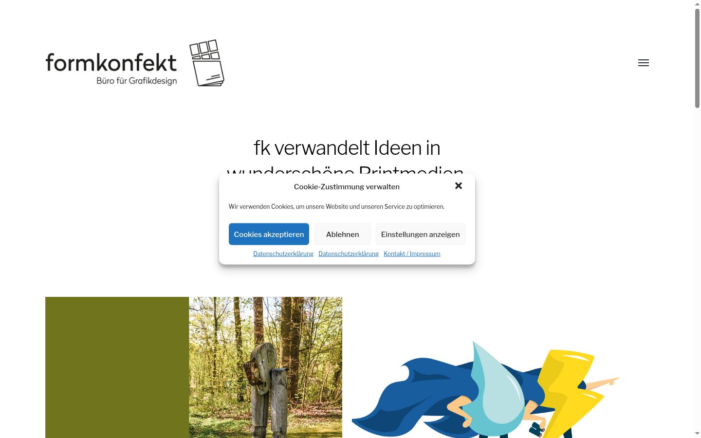 Screenshot des Einwilligungsbanners vor jeglicher Interaktion