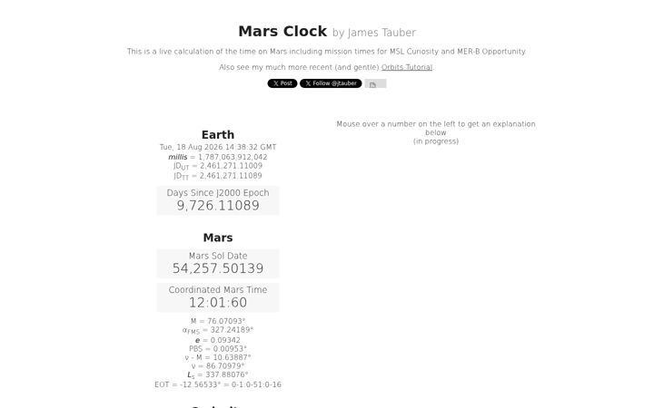 Screenshot of marsclock.com