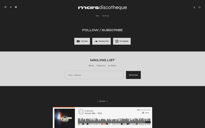 Screenshot of marsdiscotheque.com