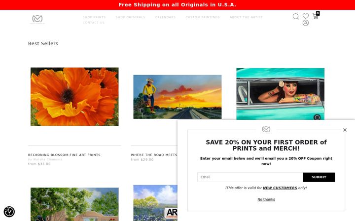 Screenshot of marshaclementsart.com
