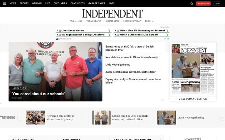 Snímek obrazovky marshallindependent.com