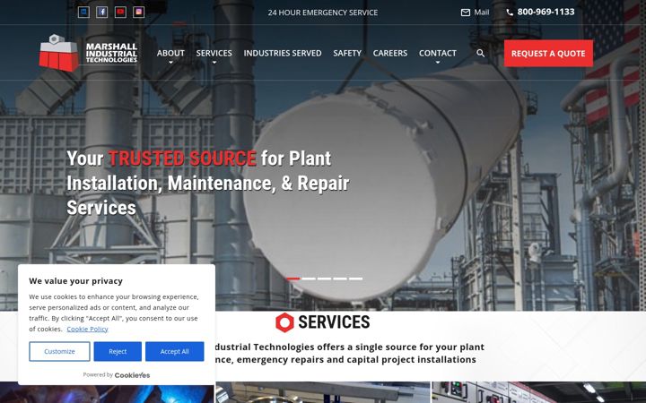 Screenshot of marshallindtech.com