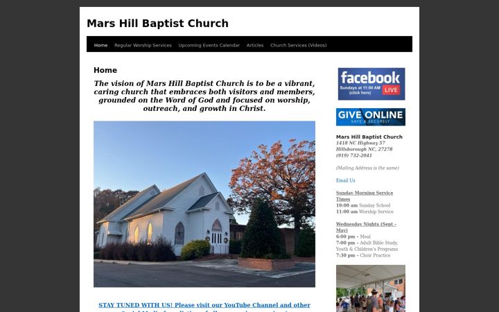 Screenshot of marshillbaptistchurch.org