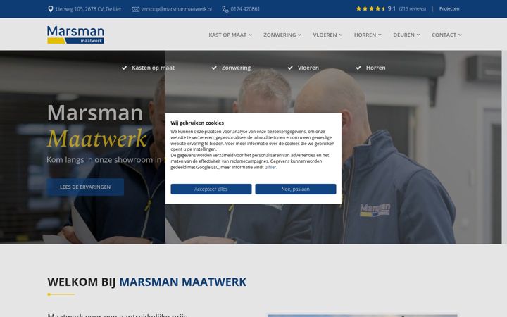 Screenshot of marsmanmaatwerk.nl