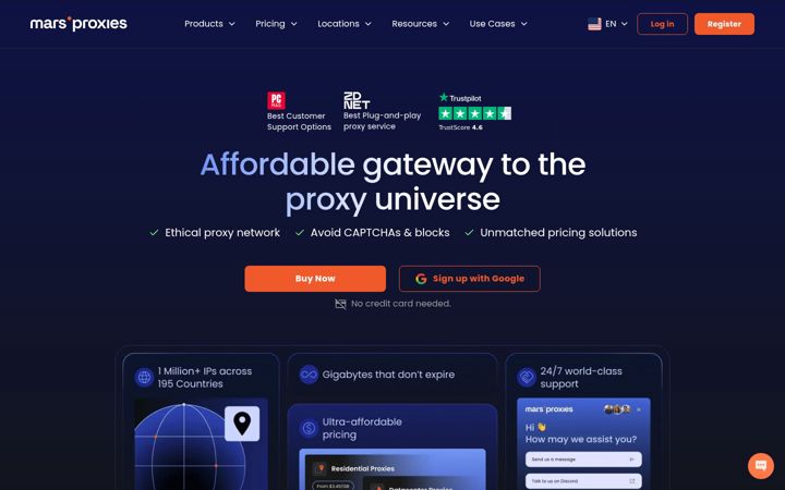 Screenshot of marsproxies.com