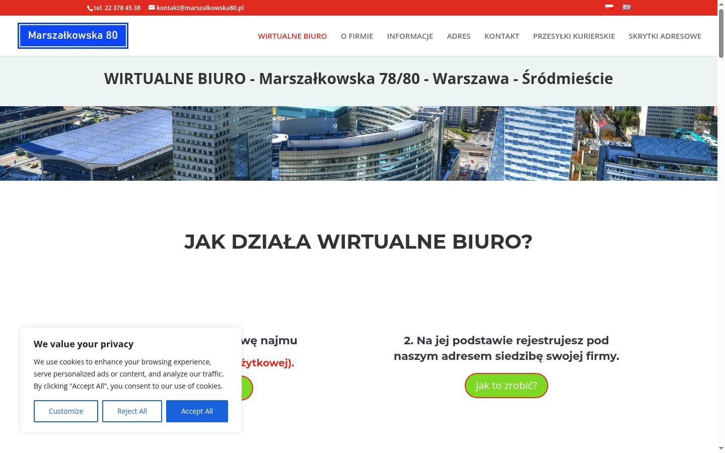 Zrzut ekranu banera zgody wyświetlanego przed jakąkolwiek interakcją