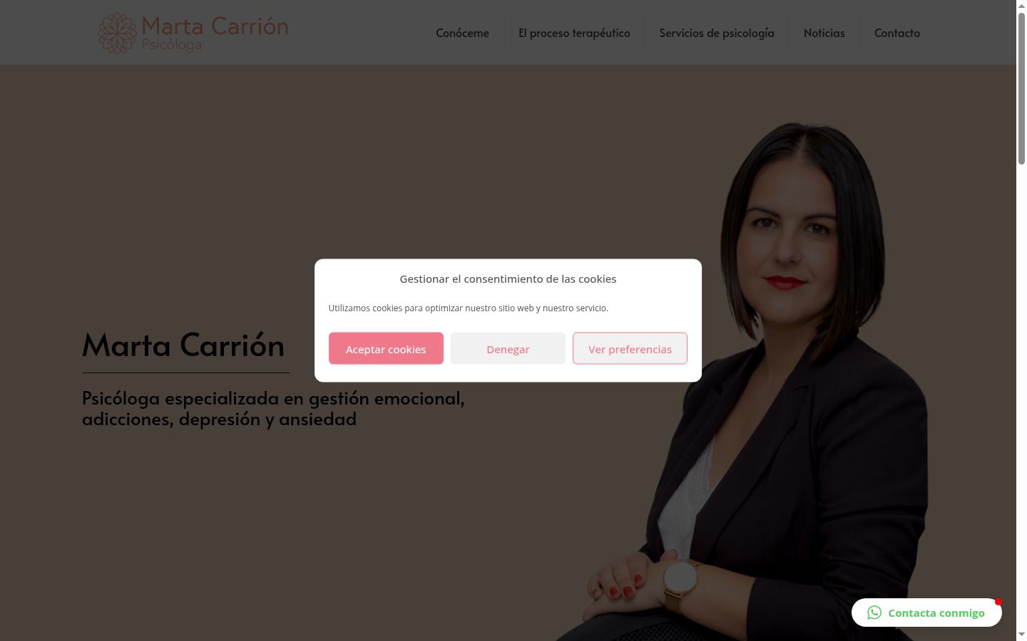 Captura de ecrã do banner de consentimento apresentado antes de qualquer interação