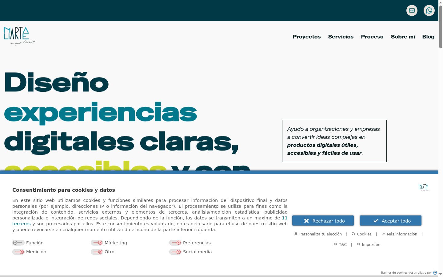 Screenshot of the consent banner shown before any interaction