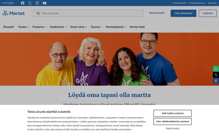 Screenshot of martat.fi