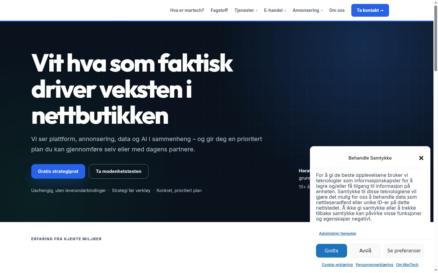 Screenshot tal-banner tal-kunsens muri qabel kwalunkwe interazzjoni