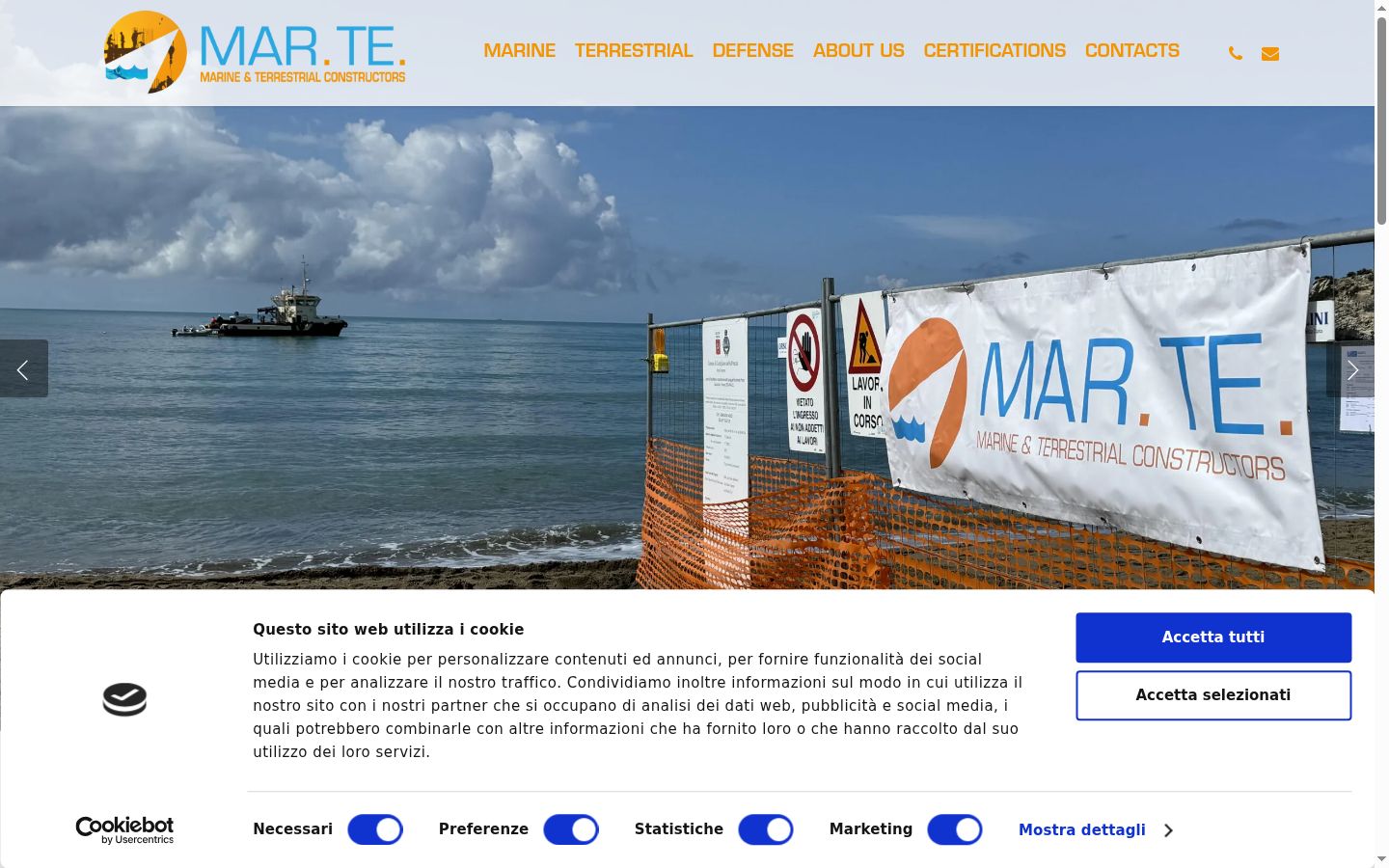 Screenshot del banner di consenso mostrato prima di qualsiasi interazione
