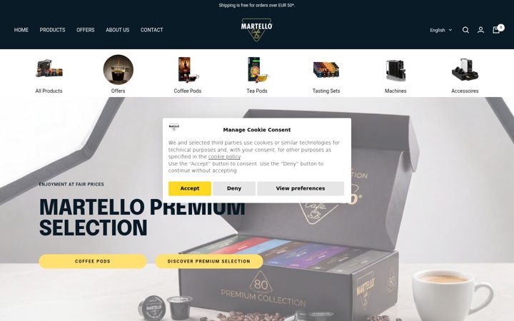 Screenshot of martello-coffee.com