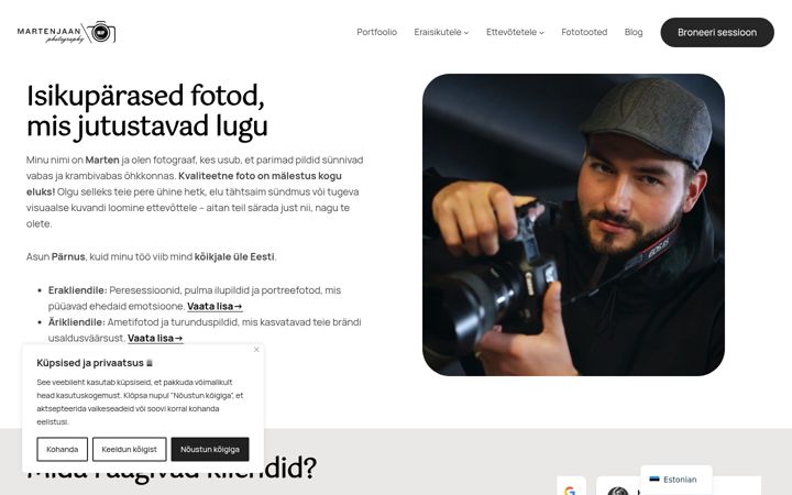 Screenshot of martenjaanphotography.com