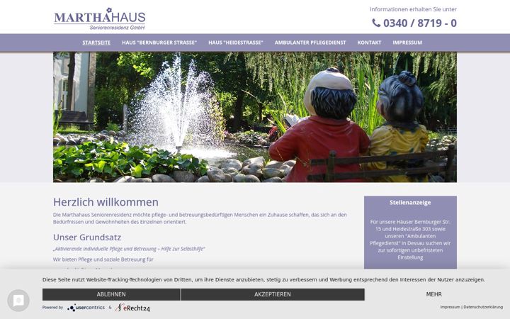 Screenshot of marthahaus-dessau.de