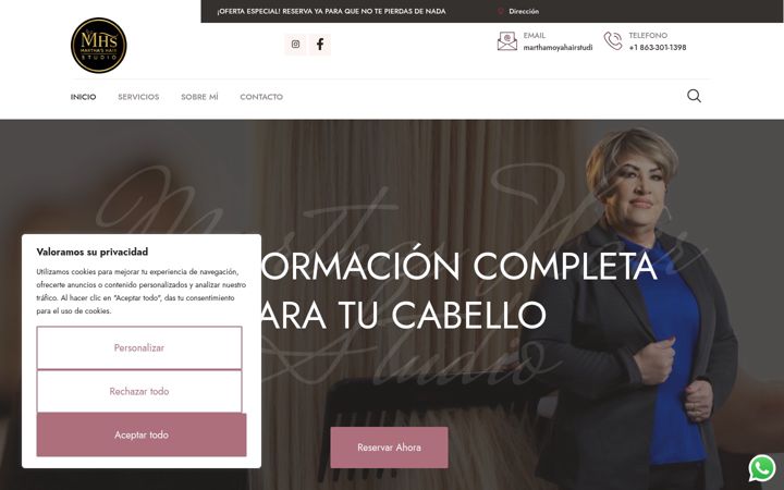 Screenshot of marthashairstudio.com