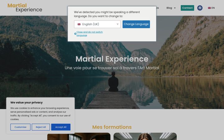 Screenshot of martialexperience.com