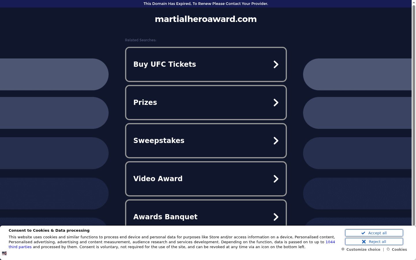 Screenshot del banner di consenso mostrato prima di qualsiasi interazione