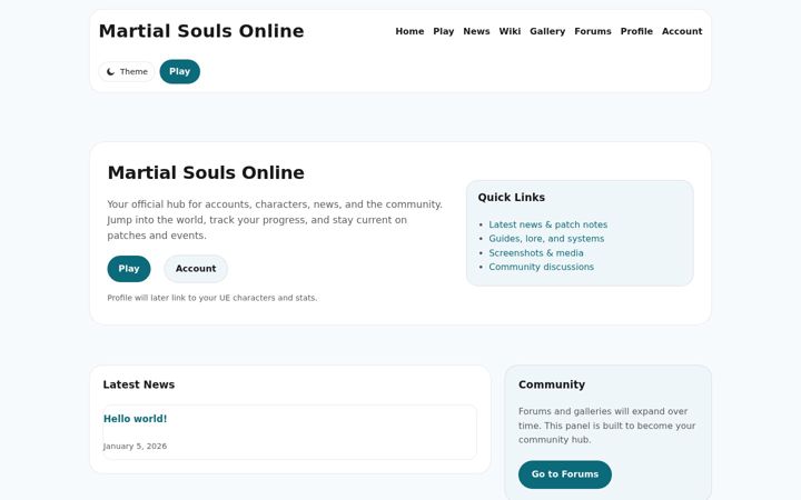 Screenshot of martialsoulsonline.com