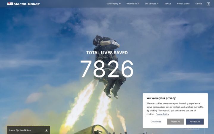 Screenshot of martin-baker.com