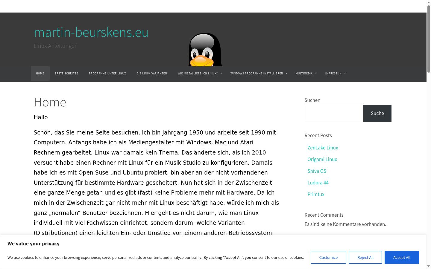 Screenshot del banner di consenso mostrato prima di qualsiasi interazione