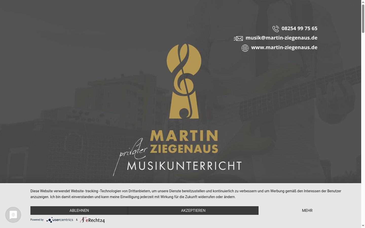 Screenshot des Einwilligungsbanners vor jeglicher Interaktion