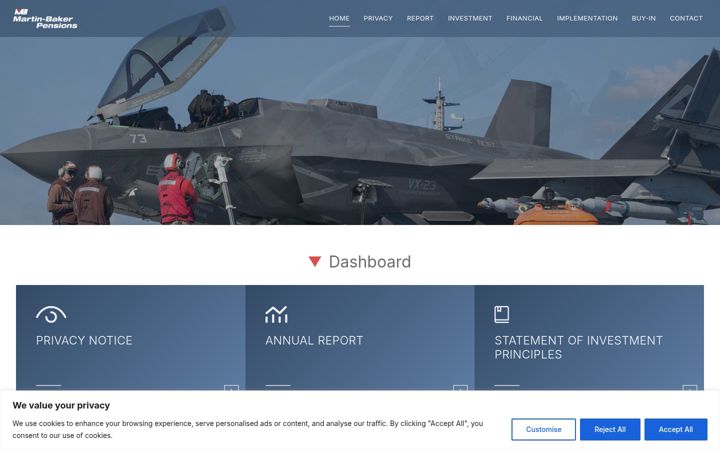 Screenshot of martinbakerpensions.com