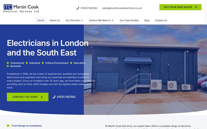 Screenshot of martincookelectrical.co.uk
