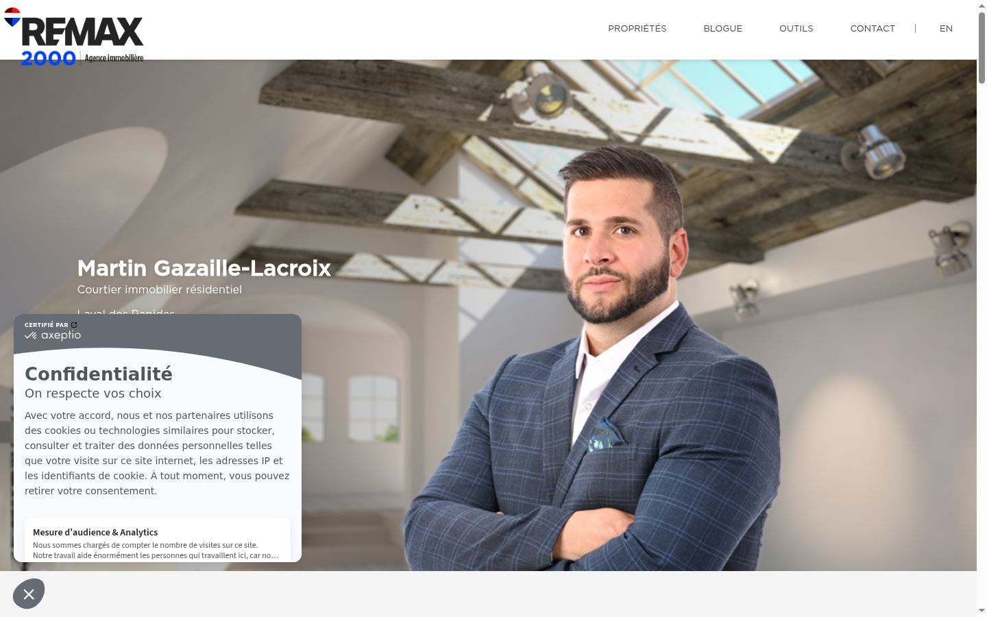 Screenshot del banner di consenso mostrato prima di qualsiasi interazione