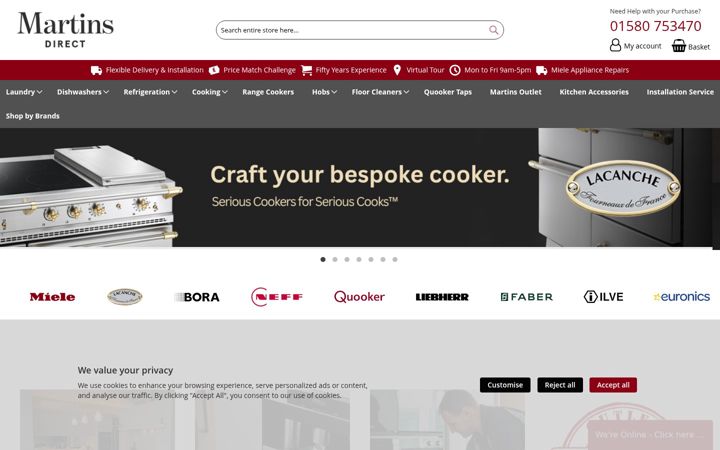 Captură de ecran a martinsdirect.co.uk