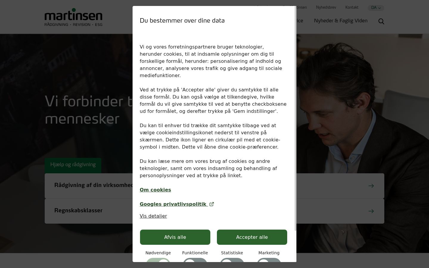 Screenshot del banner di consenso mostrato prima di qualsiasi interazione