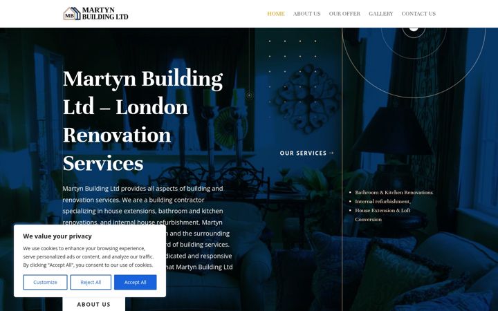 Screenshot of martynbuildingltd.co.uk