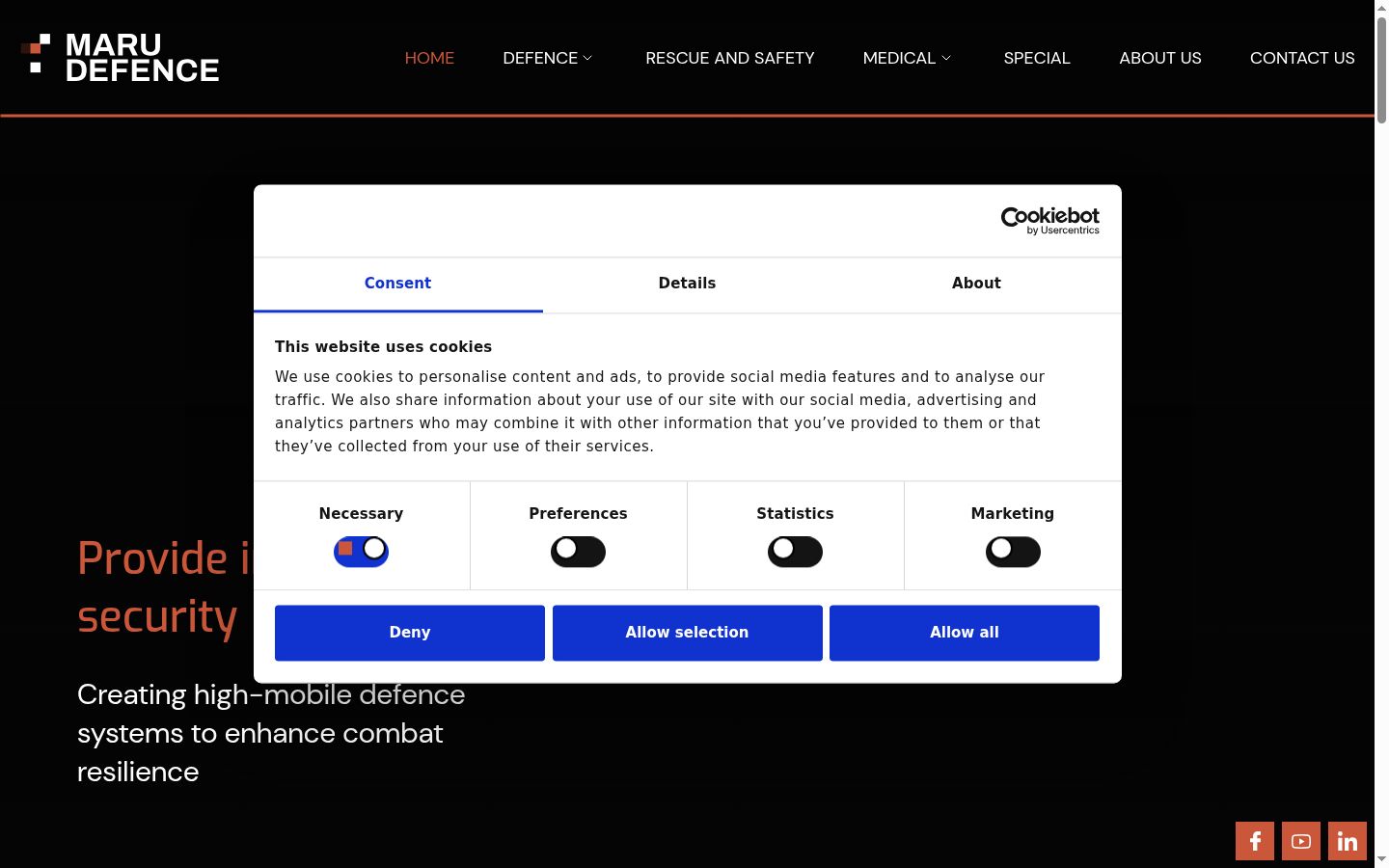 Screenshot of the consent banner shown before any interaction